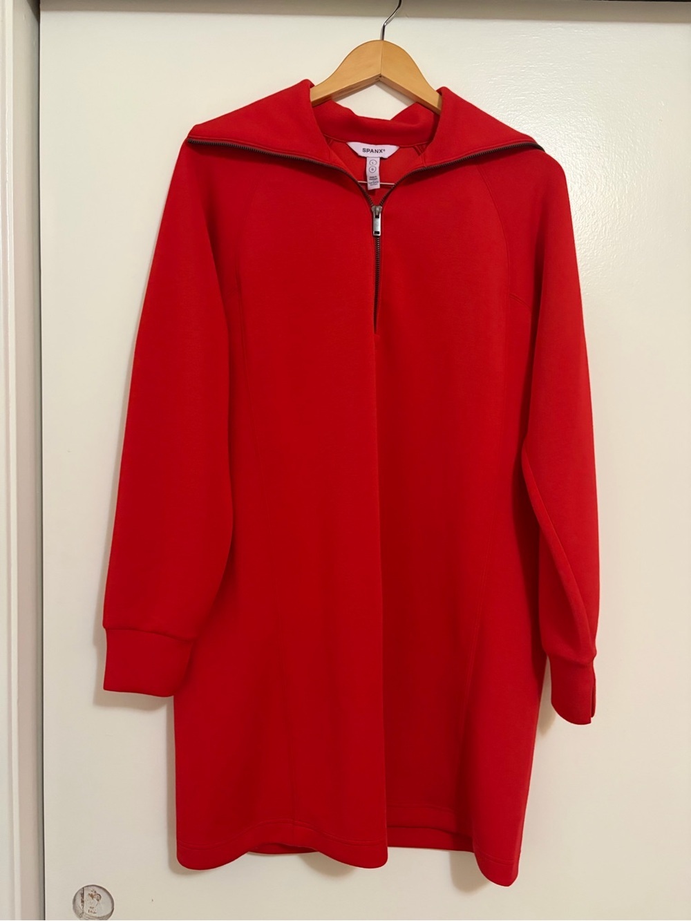 SPANX Air Essentials Half Zip Mini Dress In Red - Picture 11 of 15